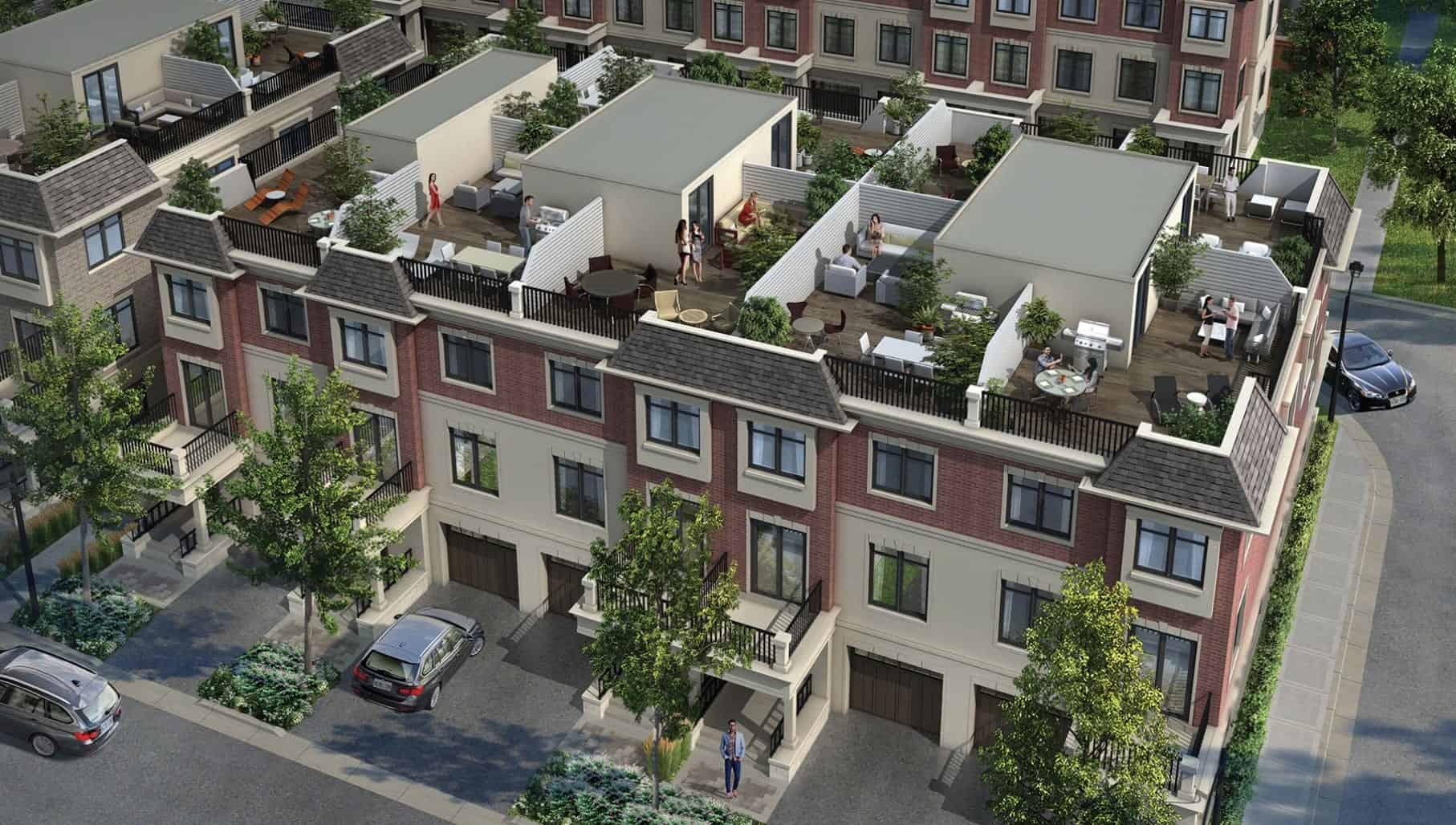 Baker Hill Towns Back to Back Townhomes Rendering True Condos