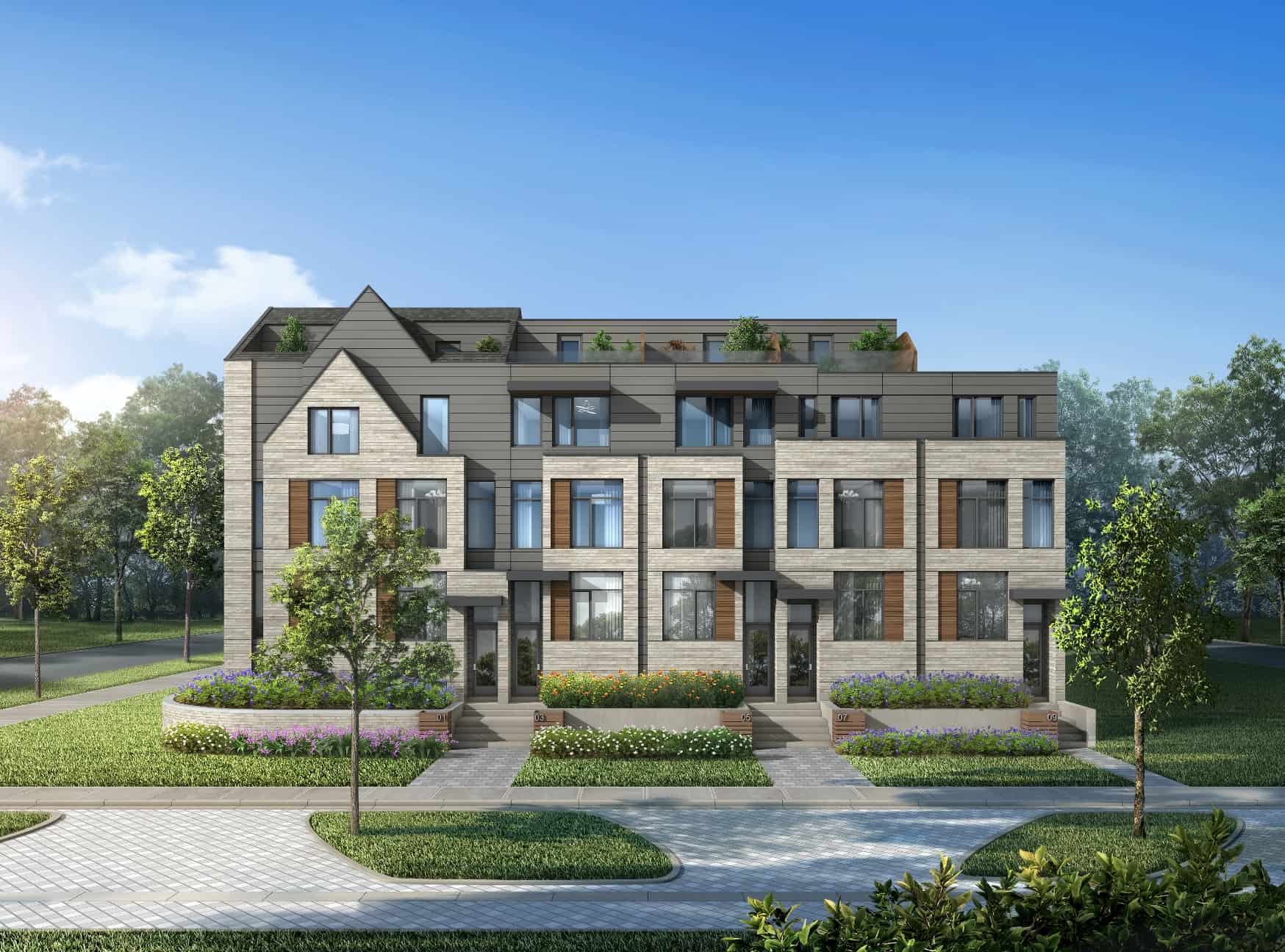 The New Lawrence Heights Townhomes North York Front Image Rendering True Condos