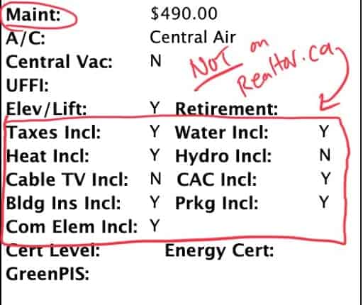 Realtor.ca MLS Listing Maintenance Fees True Condos