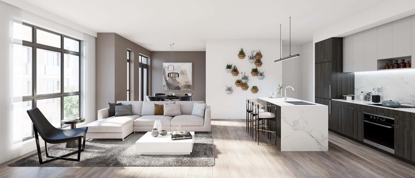 The Bond on Yonge Towns Interior Living Dining Rendering True Condos