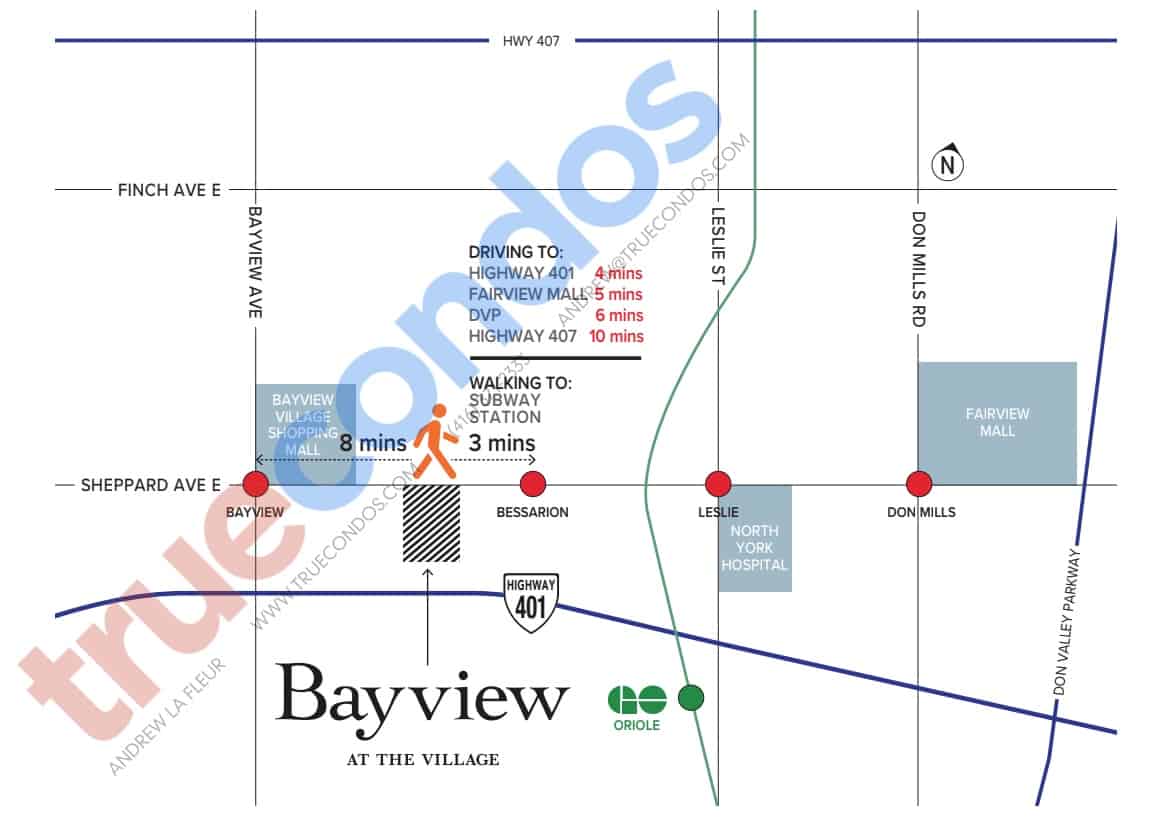 Bayview at the Village Condos Location Map True Condos