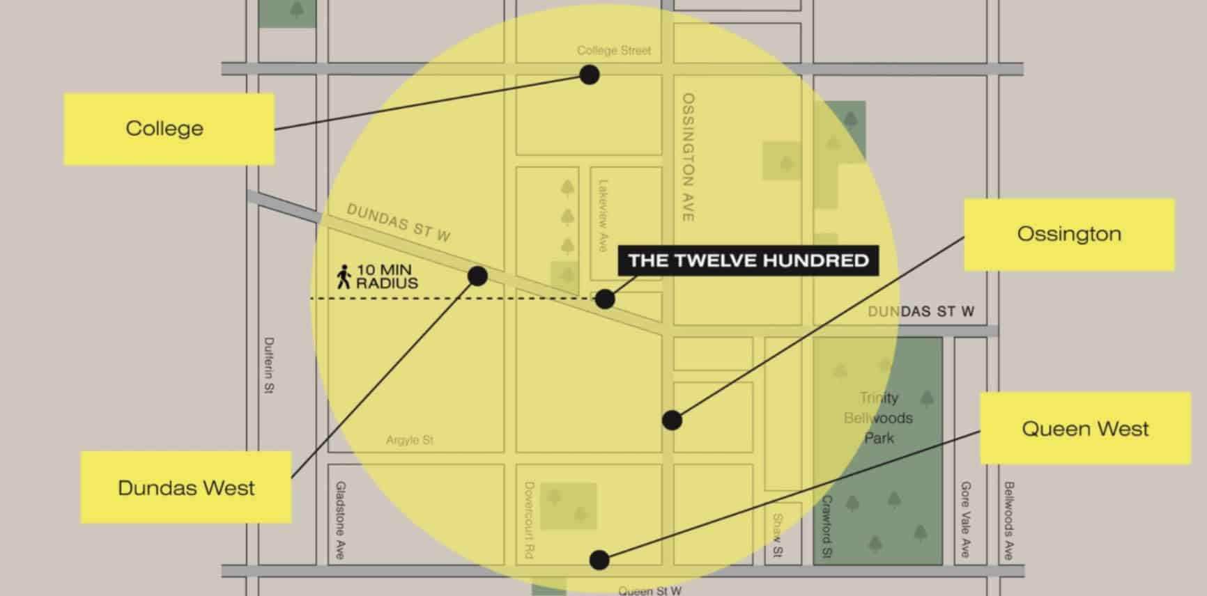 The Twelve Hundred Condos Location Map True Condos