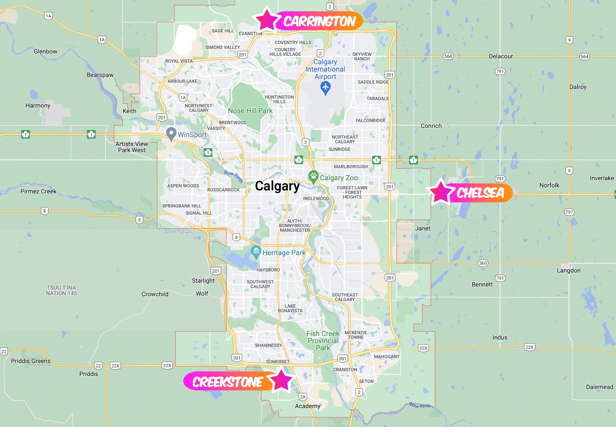 Truman Freehold Locations Map Calgary